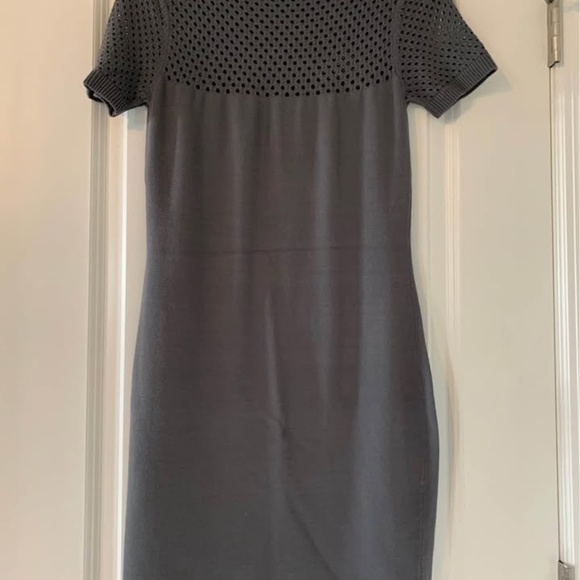 NWOT-Women's Designer Milly Gray Short Sleeve Knit Dress Size  M Never worn - Picture 2 of 6